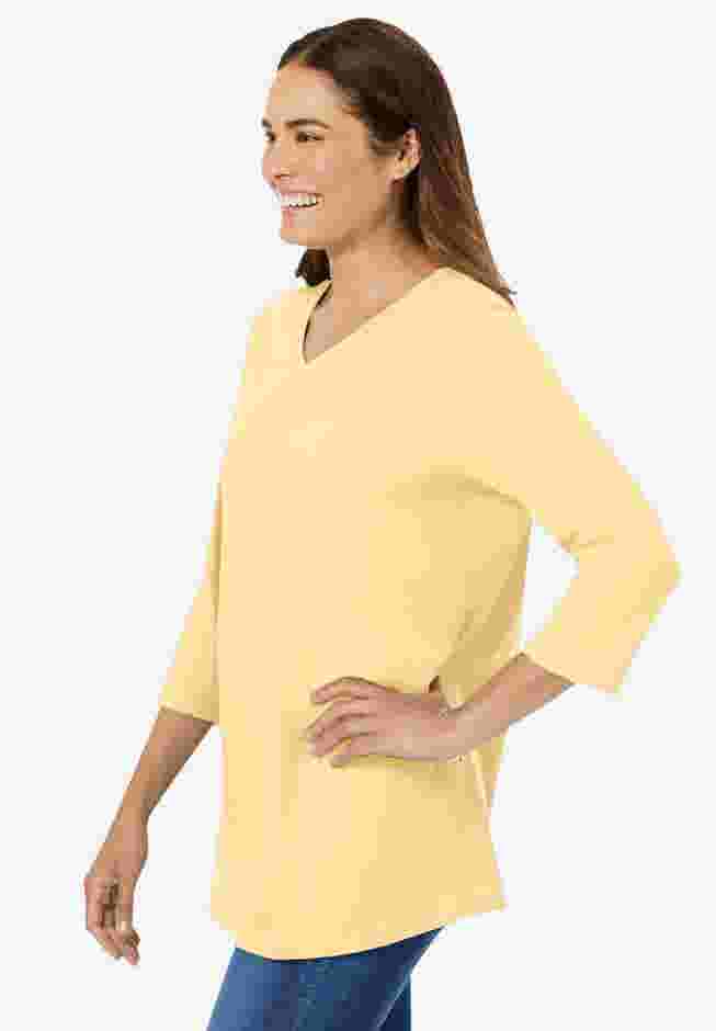 Perfect Three-Quarter Sleeve V-Neck Tee image number 2