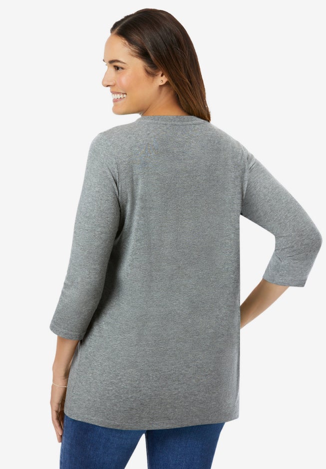 Perfect Three-Quarter Sleeve V-Neck Tee image number 1