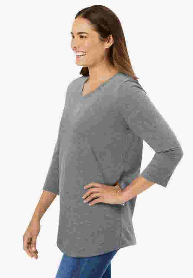 Perfect Three-Quarter Sleeve V-Neck Tee image number 2
