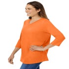 Perfect Three-Quarter Sleeve V-Neck Tee image number null