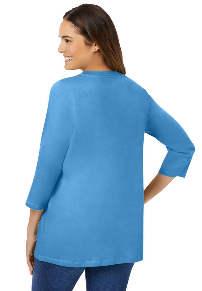 Perfect Three-Quarter Sleeve V-Neck Tee image number 1