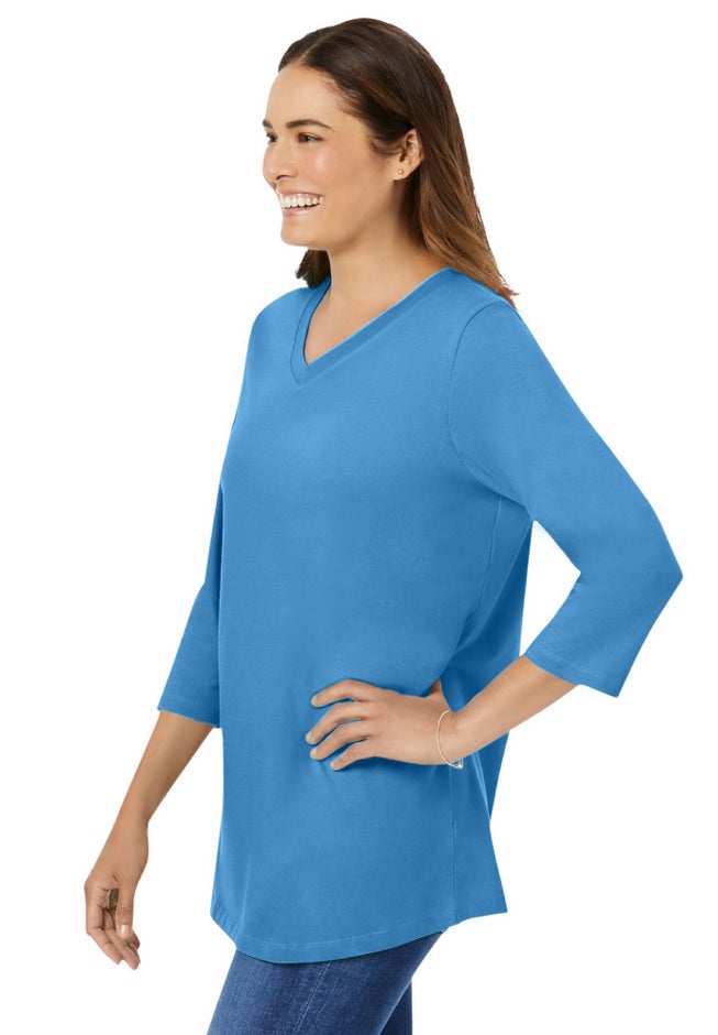 Perfect Three-Quarter Sleeve V-Neck Tee image number 2