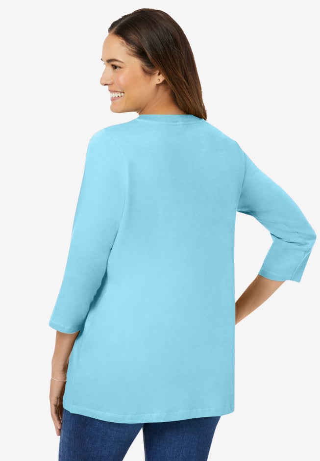 Perfect Three-Quarter Sleeve V-Neck Tee image number 1