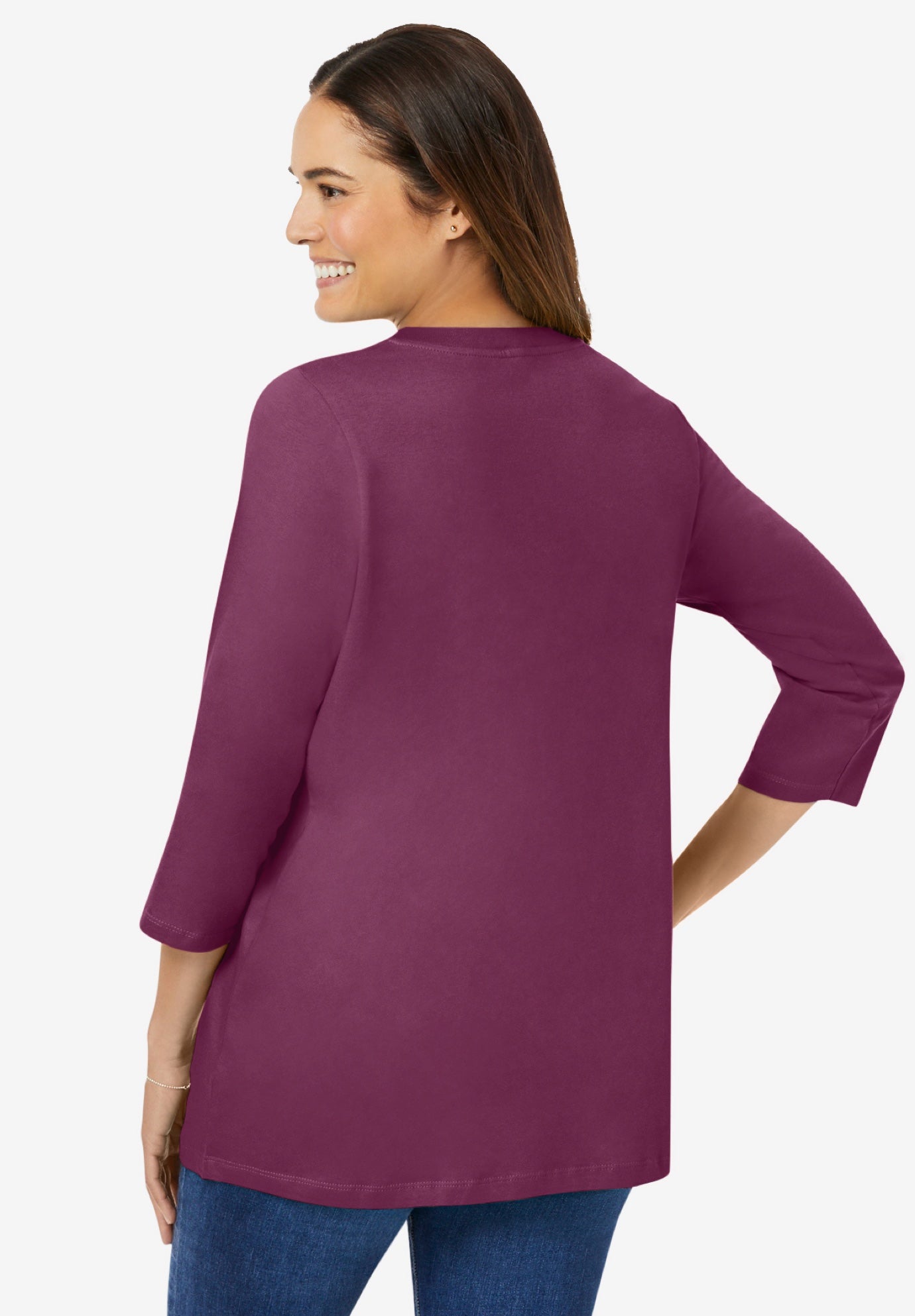 Perfect Three-Quarter Sleeve V-Neck Tee image number 1