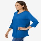 Perfect Three-Quarter Sleeve V-Neck Tee image number null
