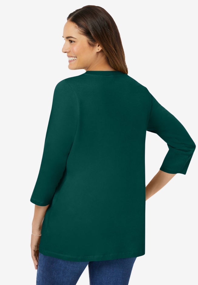 Perfect Three-Quarter Sleeve V-Neck Tee image number 1