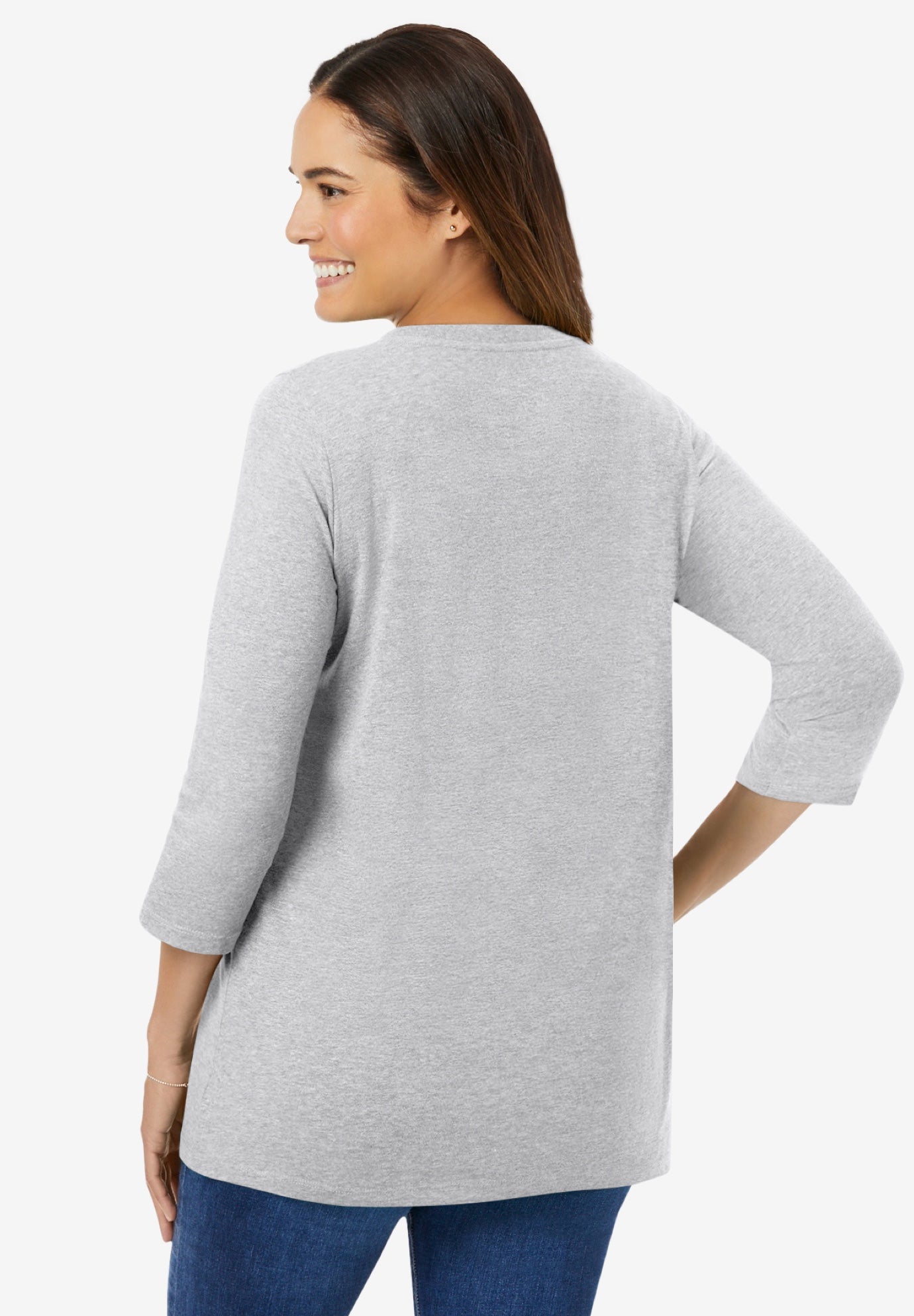 Perfect Three-Quarter Sleeve V-Neck Tee image number 1