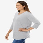 Perfect Three-Quarter Sleeve V-Neck Tee image number null