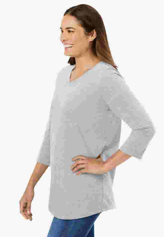 Perfect Three-Quarter Sleeve V-Neck Tee image number 2