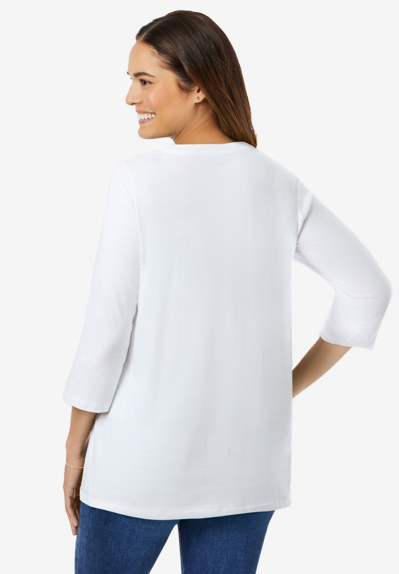 Perfect Three-Quarter Sleeve V-Neck Tee image number 1