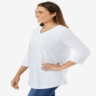 Perfect Three-Quarter Sleeve V-Neck Tee image number null