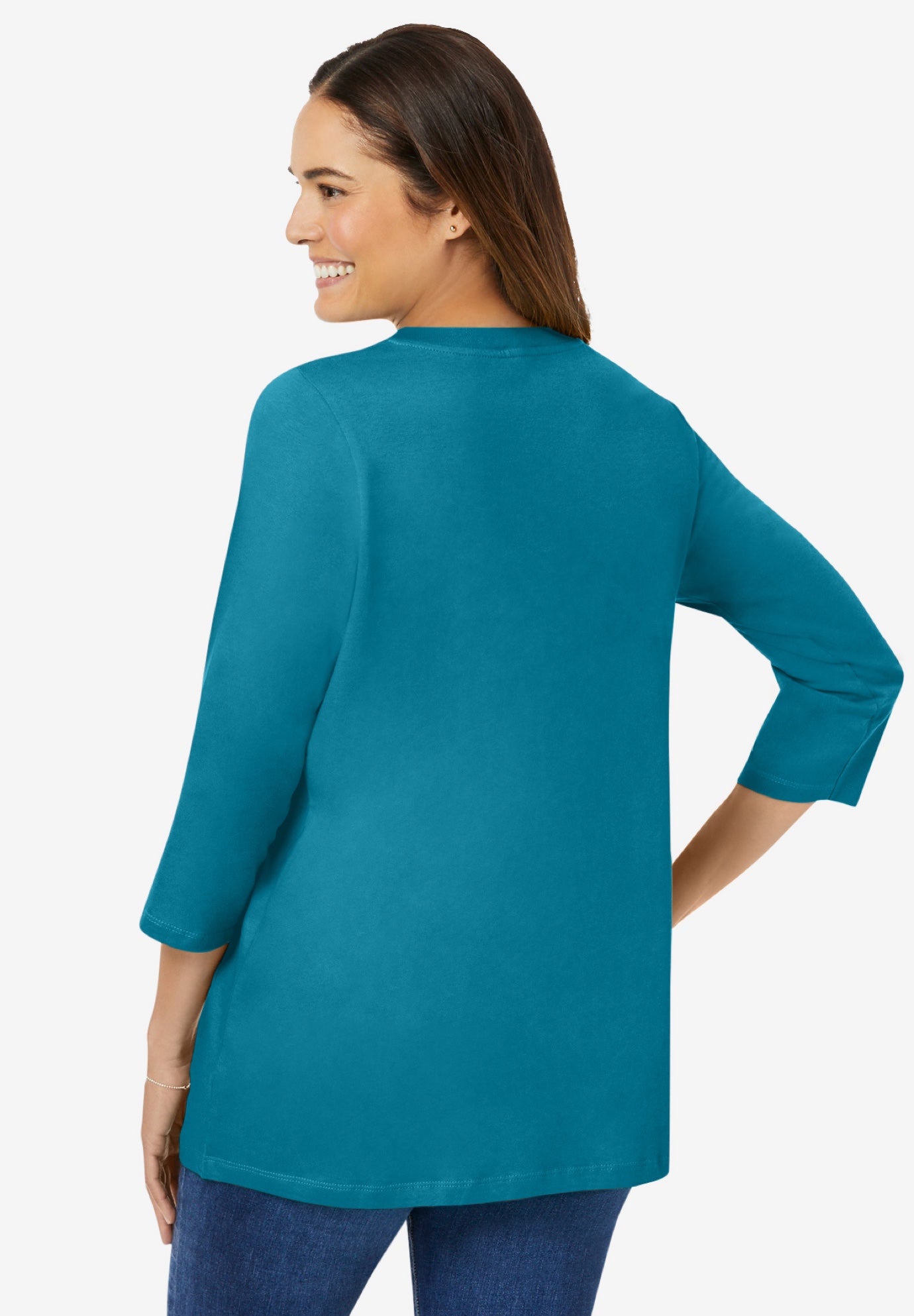 Perfect Three-Quarter Sleeve V-Neck Tee image number 1