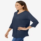 Perfect Three-Quarter Sleeve V-Neck Tee image number null