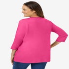 Perfect Three-Quarter Sleeve V-Neck Tee image number null