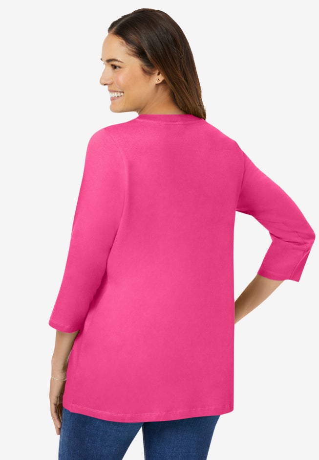 Perfect Three-Quarter Sleeve V-Neck Tee image number 1