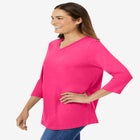 Perfect Three-Quarter Sleeve V-Neck Tee image number null