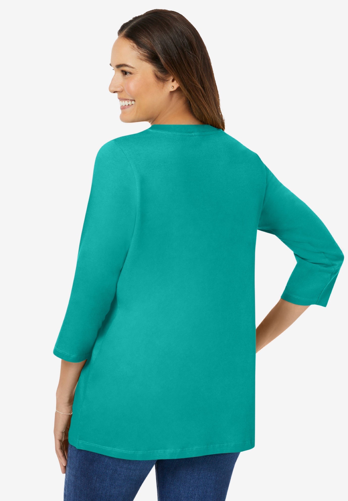 Perfect Three-Quarter Sleeve V-Neck Tee image number 1