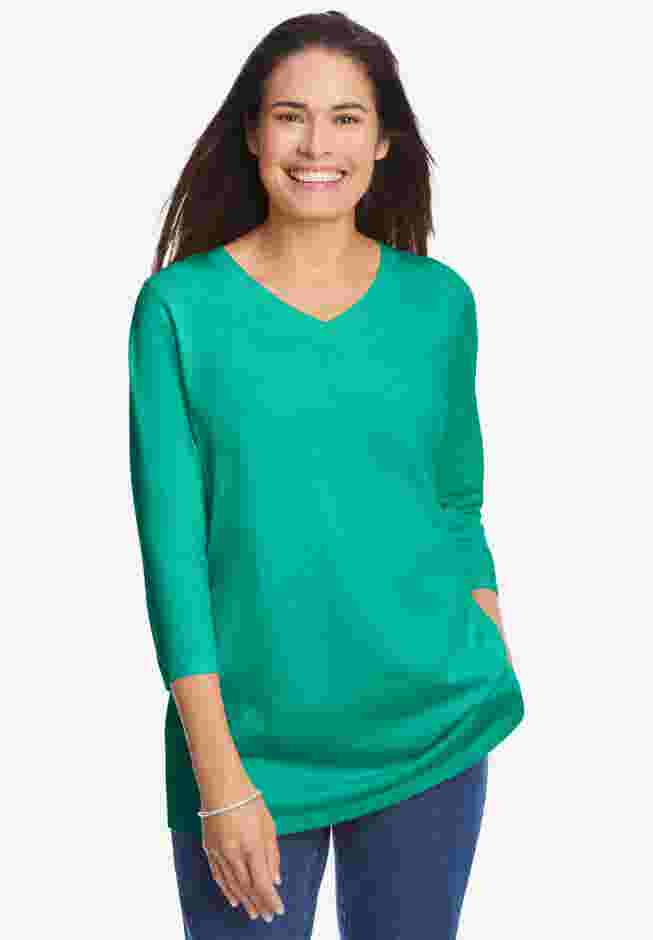 Perfect Three-Quarter Sleeve V-Neck Tee image number 0