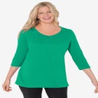 Perfect Three-Quarter Sleeve V-Neck Tee image number null