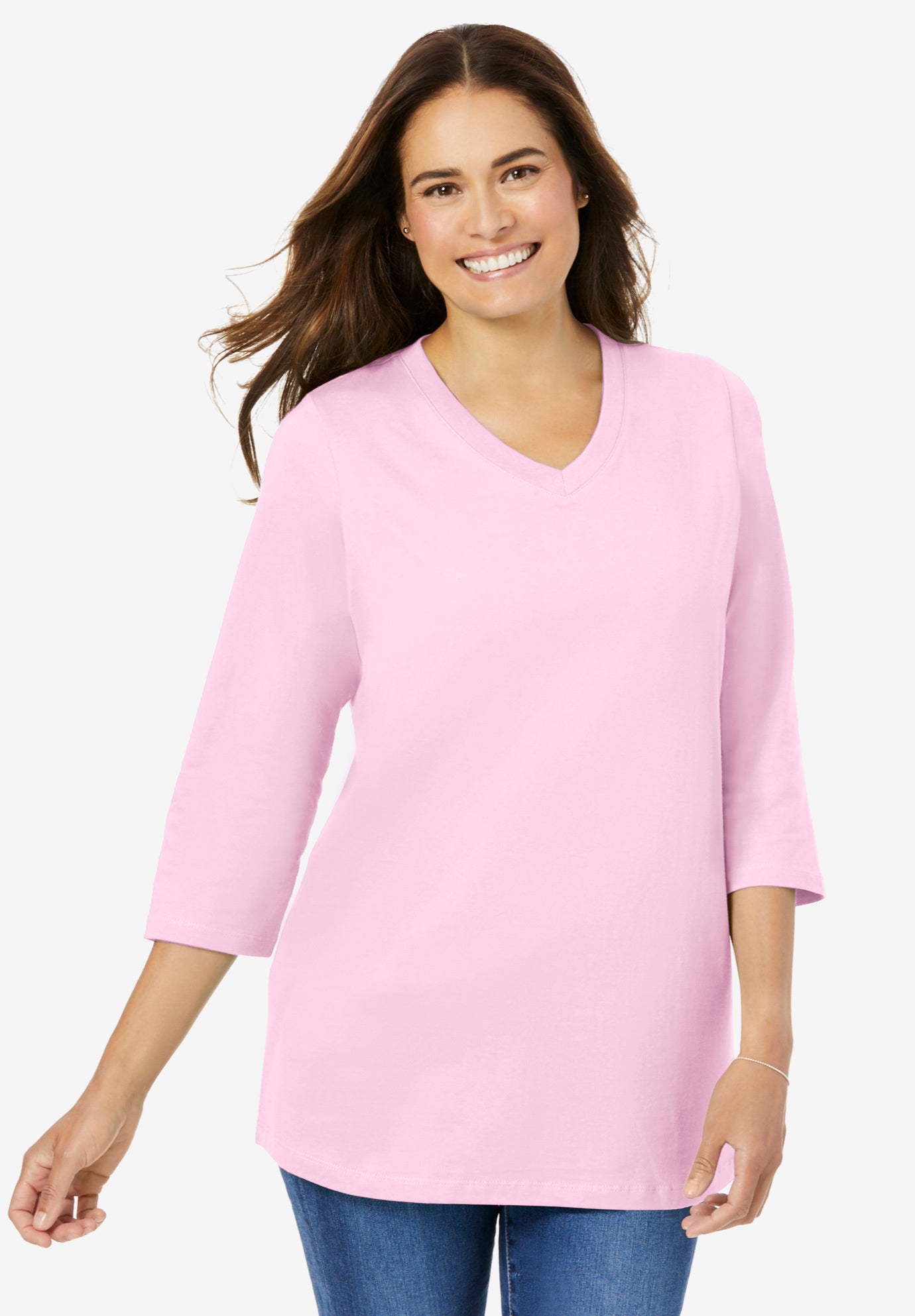 Perfect Three-Quarter Sleeve V-Neck Tee image number 0