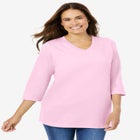 Perfect Three-Quarter Sleeve V-Neck Tee image number null