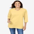 Perfect Three-Quarter Sleeve V-Neck Tee image number null