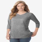 Perfect Three-Quarter Sleeve V-Neck Tee image number null