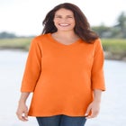 Perfect Three-Quarter Sleeve V-Neck Tee image number null