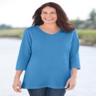 Perfect Three-Quarter Sleeve V-Neck Tee image number null