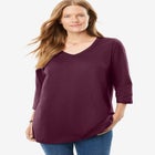 Perfect Three-Quarter Sleeve V-Neck Tee image number null