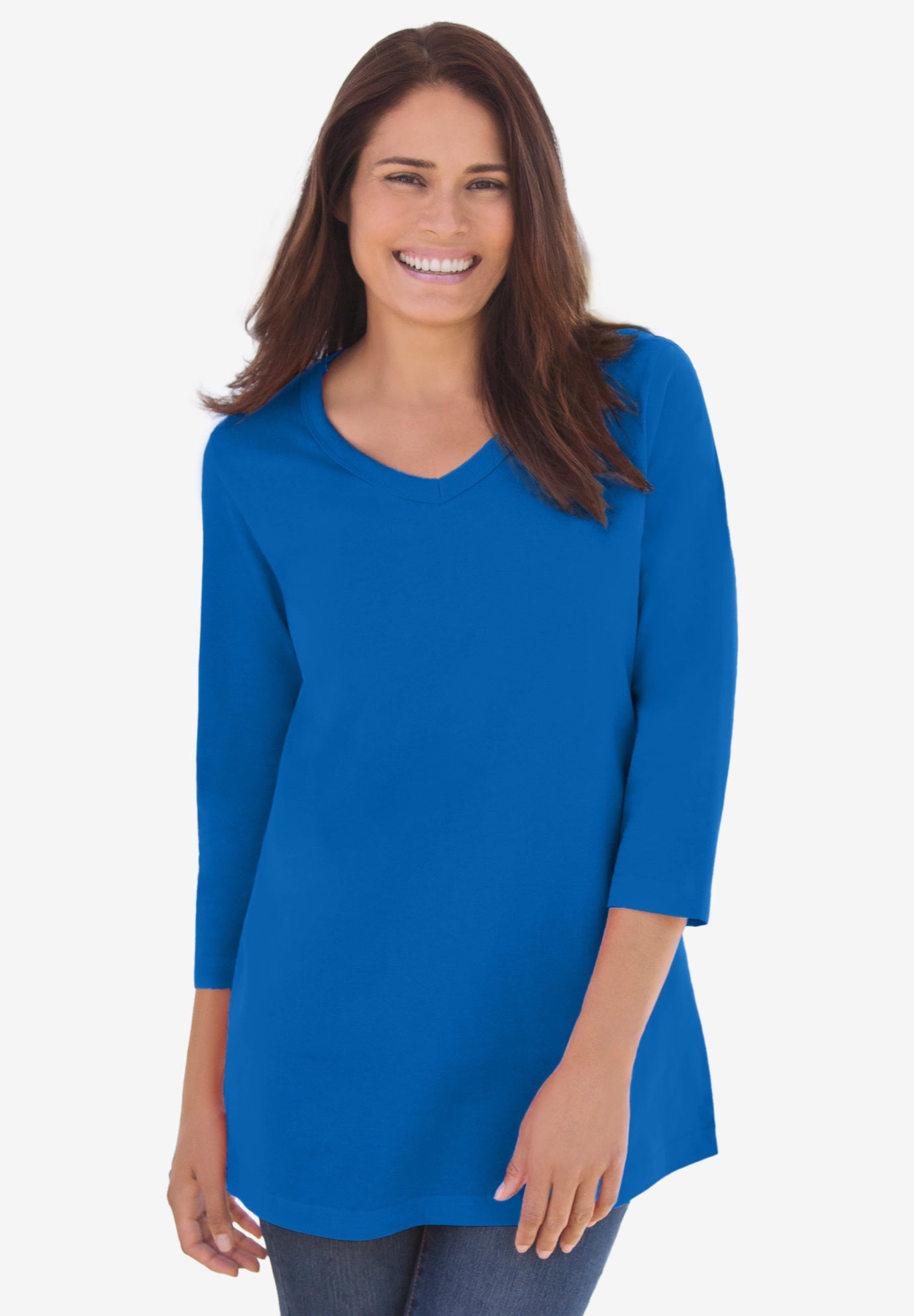 Perfect Three-Quarter Sleeve V-Neck Tee image number 1