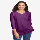 Perfect Three-Quarter Sleeve V-Neck Tee image number null