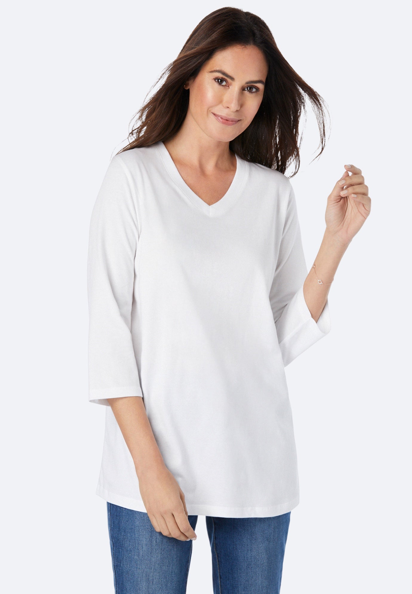 Perfect Three-Quarter Sleeve V-Neck Tee image number 0