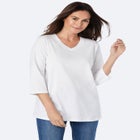 Perfect Three-Quarter Sleeve V-Neck Tee image number null