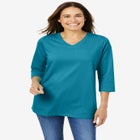 Perfect Three-Quarter Sleeve V-Neck Tee image number null