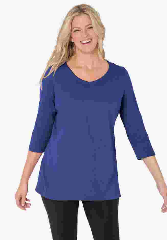 Perfect Three-Quarter Sleeve V-Neck Tee image number 0