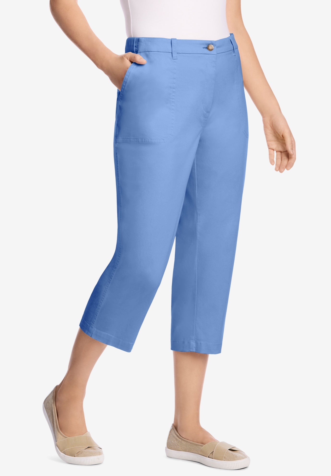 Adjustable Waist Chino Capri image number 0