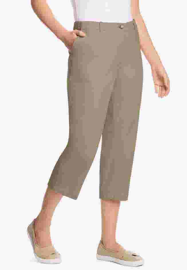 Adjustable Waist Chino Capri image number 0