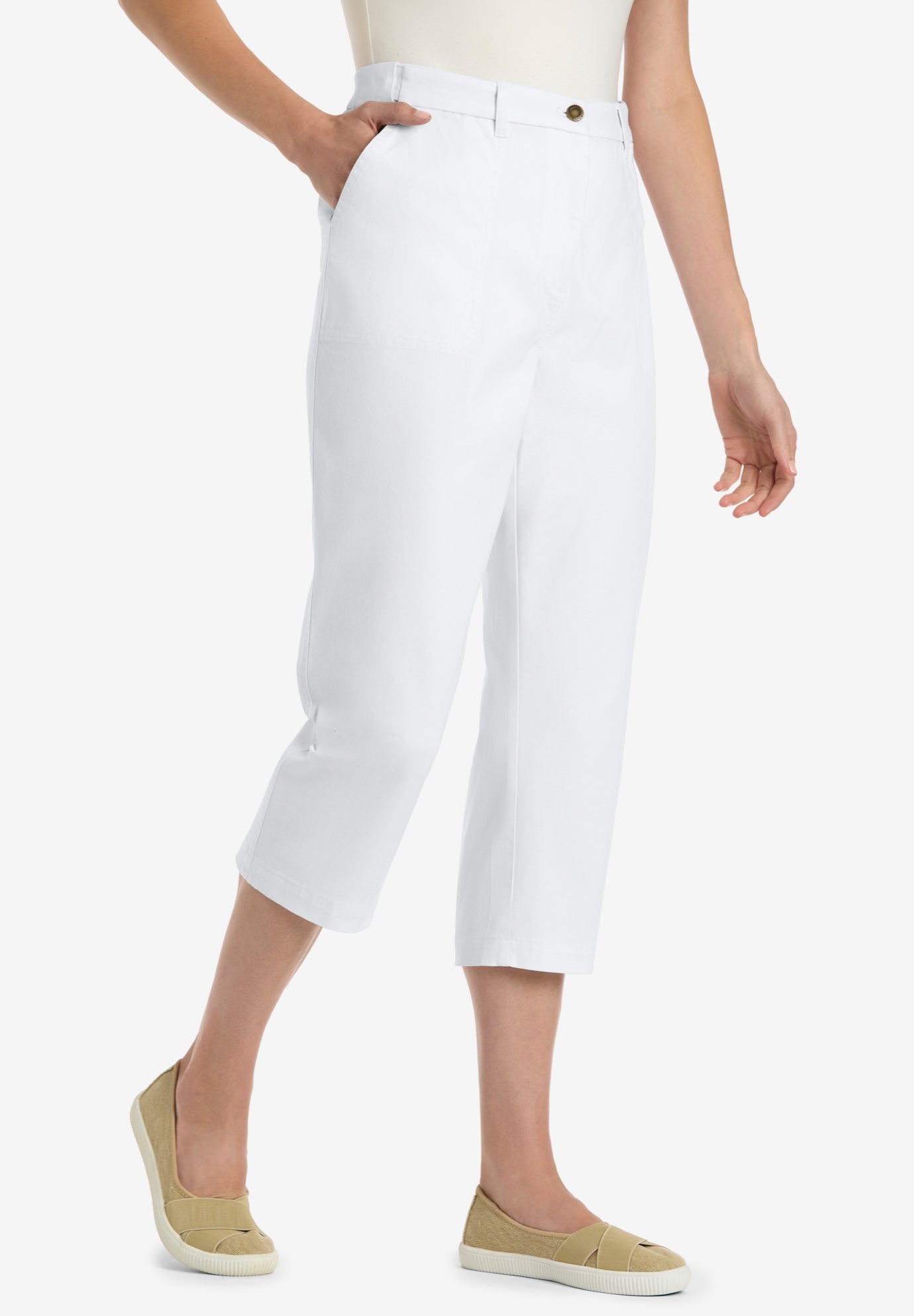 Adjustable Waist Chino Capri image number 0