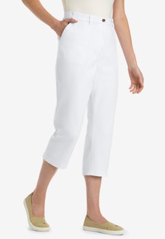 Adjustable Waist Chino Capri