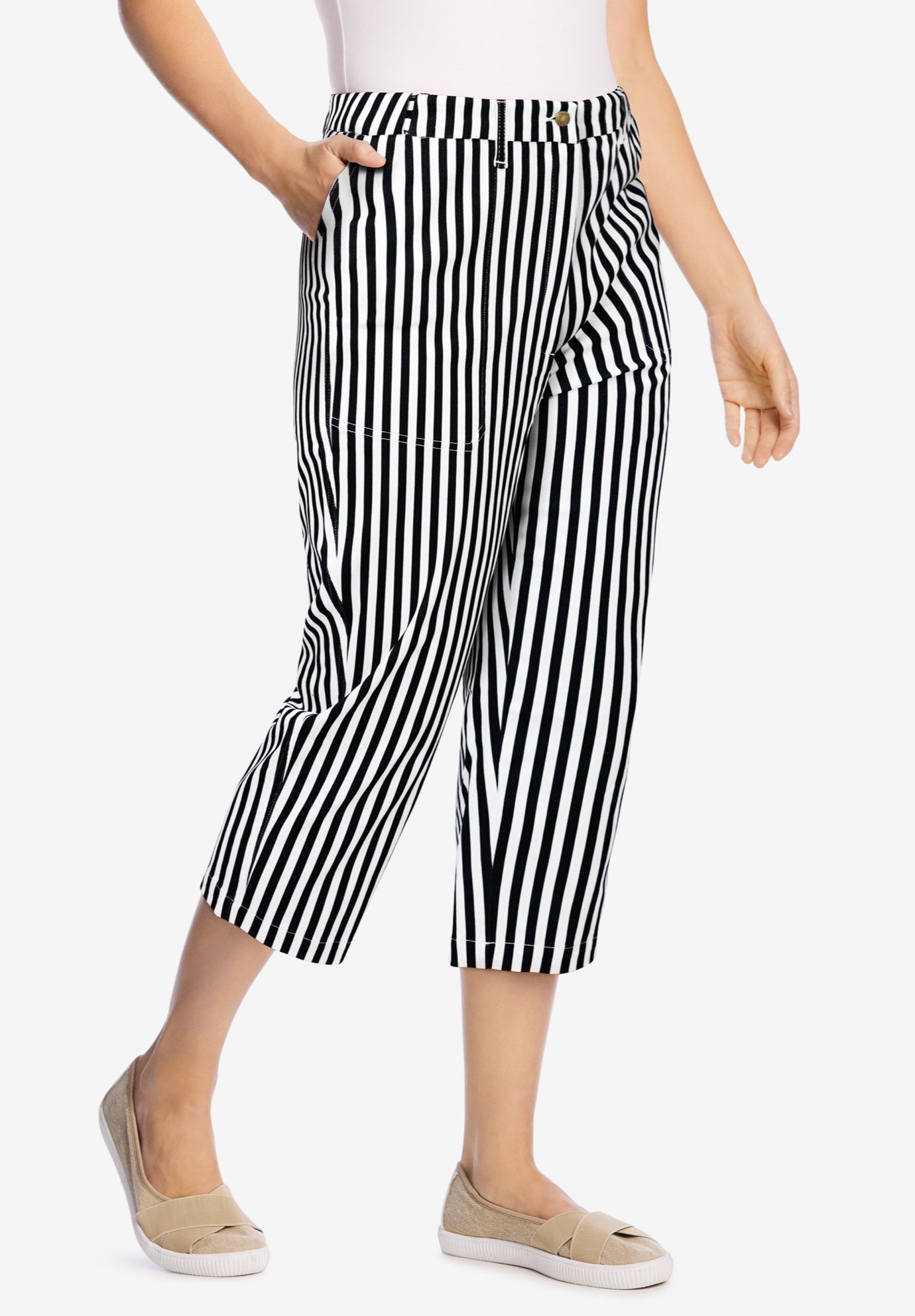 Adjustable Waist Chino Capri image number 0