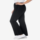 Stretch-Cotton Knit Pull-On Bootcut Side-Stripe Leggings image number null