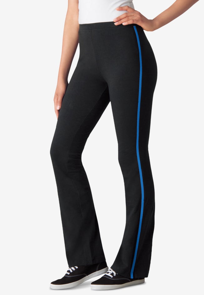 Stretch-Cotton Knit Pull-On Bootcut Side-Stripe Leggings image number 1