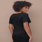 Stretch Knit V-neck Short Sleeve Lace Trim Sleep Shirt image number null