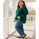 Side Button V-Neck Waffle Knit Sweater image number null