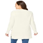 Side Button V-Neck Waffle Knit Sweater image number null