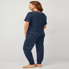 Cotton Spandex Vneck Short Sleeve Tee And Pull On Shorts Sleep Set image number null