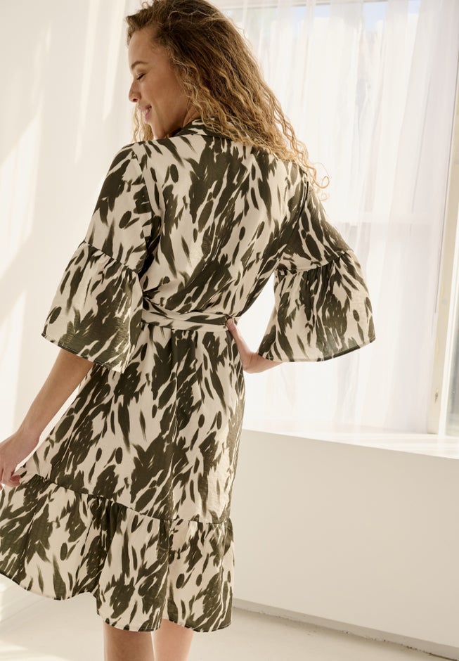 Button Bodice Flounce Tie Waist Dress image number 1