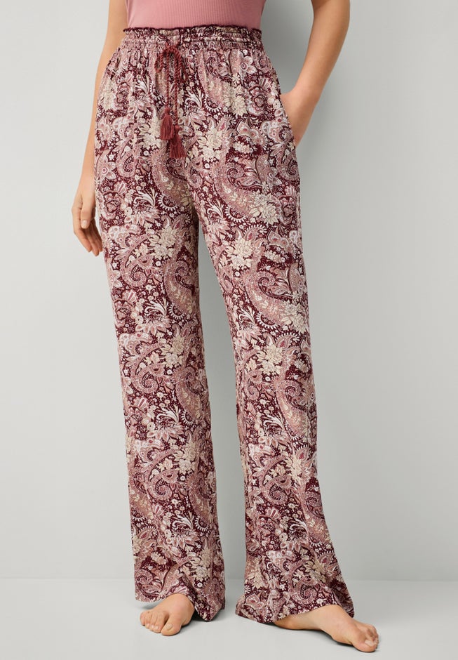 Wide-Leg Sleep Pant with Tassel Drawstring image number null