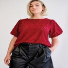 Short Puff Sleeve Lace Tee image number null